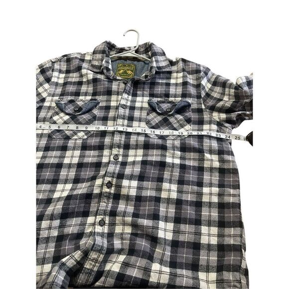 Anchorage Mens Black White Plaid Button Up Long Sleeve Flannel Shirt Top XL - Picture 4 of 12